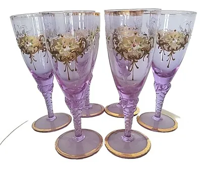 Buy Set Of 6 Alexandrite Lavender To Blue Murano Or Czech  Wine Champagne Glasses  • 66.38£