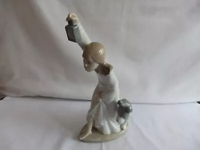 Buy NAO Lladro Figurine Girl With Lamp & Dog  22 X 12 Cm • 32£