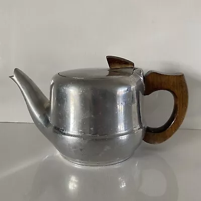Buy Vintage 50’s Mid Century ‘NEWMAID’ PICQUOT  WARE~Magnalium Teapot + Wood Handle • 49.36£