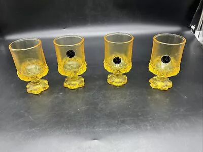 Buy VTG Set Of 4 Tiffin Franciscan Madeira Corn Silk Yellow Glass Goblets Retro • 18.97£
