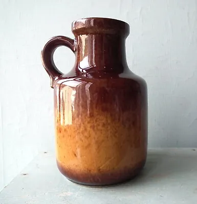 Buy Vintage West German Pottery Handled Vase Brown Amber 1960s 70s Scheurich 414-16 • 17.99£