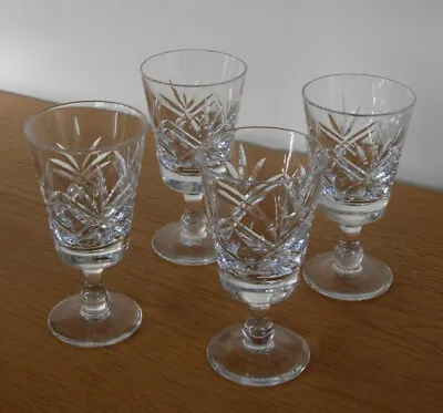 Buy 4 X Vintage THOMAS WEBB Crystal Cut LONDON Pattern Sherry Glasses - 10 Cm Tall • 14.99£