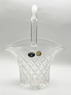 Buy Vintage Bohemia Crystal Basket Diamond Cut Design Studio Art Glassware • 22.99£