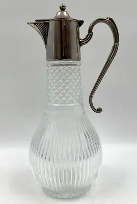 Buy Vintage Cut Crystal Glass Decanter Silver Plated Carafe Jug Pitcher T2651 C3411 • 14.99£