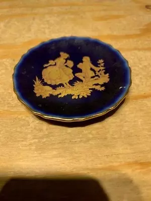 Buy Vintage Limoges Meissnet Miniature Porcelain Plate Cobalt Blue And Gold Colour • 7.50£
