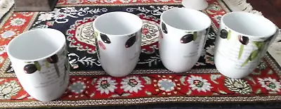Buy Four Lovely Italian Style Green And Purple Olive Pattern Mug-Excellent Condition • 12.50£