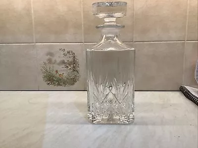 Buy Vintage Crystal Cut Glass Heavy Square Whisky  Decanter With Stopper • 5£