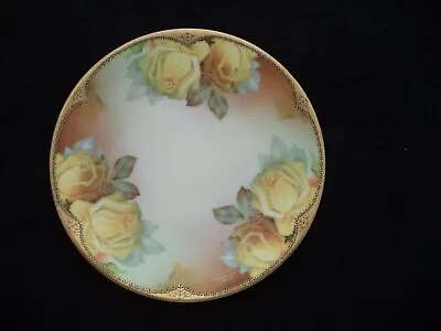 Buy Germany Painted China Dessert Plate 8.5in Yellow Roses Signed Thomas Riveria • 42.68£