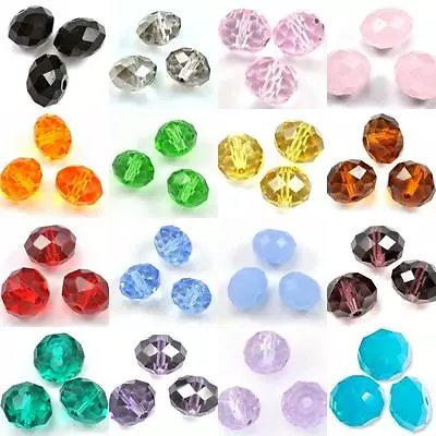 Buy Faceted Rondelle Crystal Cut Glass Beads  Spacer For Jewellery Making 6mm • 3.98£
