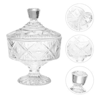 Buy Crystal Glass Candy Canister With Embossed Design For Home Or Office-SH • 21.99£