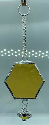 Buy F158 Stained Glass Suncatcher Hanging Single Honeycomb & Bee Charm 14cm Orange • 6.50£