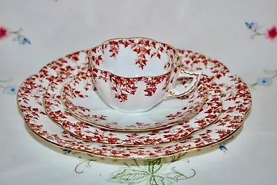 Buy Rare Tea Set Wileman Foley Red Ivy 4337 Bone China Tea Set Trio Cup + Cake Plate • 135£