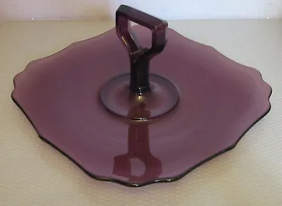 Buy Vintage Amethyst Purple Glass Center Handle Plate Tidbit Server 10  Elegant  • 18.93£