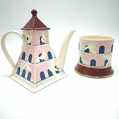 Buy Vintage 1978 Carlton Ware Dovecote Teapot & Biscuit Barrel No Lid Lustre Pottery • 30£