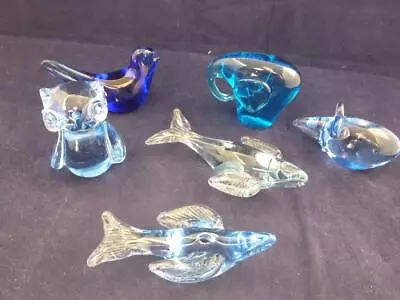 Buy Solid Glass Animals Elephant Mice Owls Dolphin Ornaments - 2 Pieces. • 8.96£