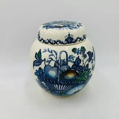 Buy Masons Ironstone China  England Ginger Jar Blue Fruit Basket READ Canister • 23.72£