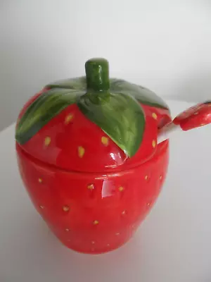 Buy Decorative Strawberry Jam Pot With Spoon • 2.50£