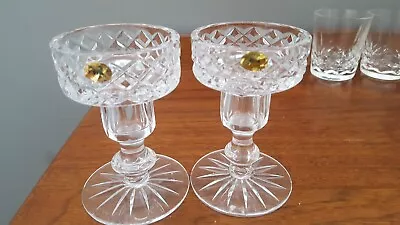 Buy PAIR Tyrone Crystal Finton Cut Candlesticks/holders, With Labels, Excellent Cond • 16£