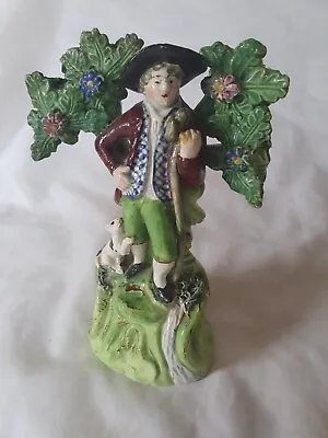 Buy Antique English Walton Gentleman Figure With Dog (b), Circa 1810-1820 • 75£