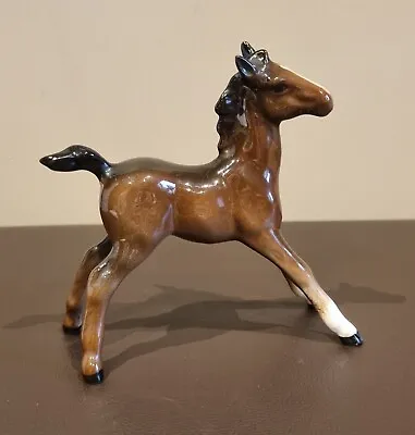 Buy Vintage Beswick Bay Brown Foal Playing Stretching 5  Large 836 Gift Horse Lover • 17.50£