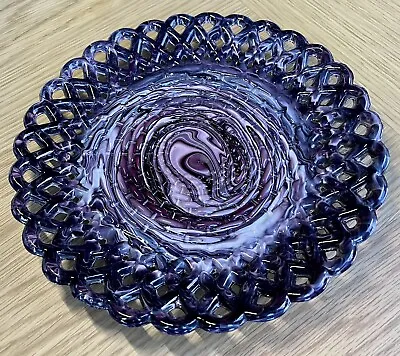Buy Amethyst Purple Malachite Slag Glass Plate: Sowerby Peacock Mark: 22cm Diameter • 34£