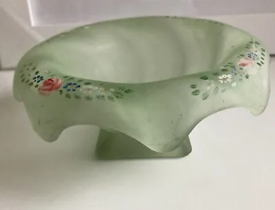 Buy Vintage Rare Bagley Art Deco Frosted Glass Green Equinox Posy Bowl Floral Design • 10£