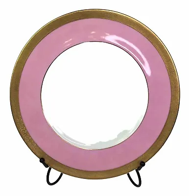 Buy Antique Royal Cauldon Pink Minton China Dinner Plate Raised Gilded Gold Rim  • 142.21£