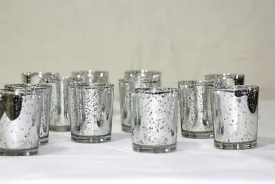 Buy 12/24x Mercury Vintage Glass Tea Light Candle Holders Votive Wedding Home Decor • 19.59£