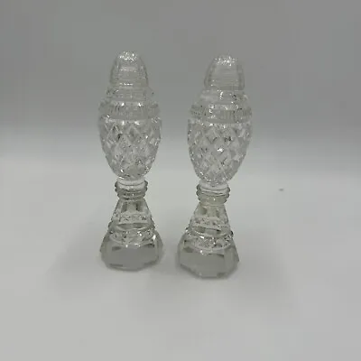 Buy Antique Bohemian Czech Cut Glass Pedestal Salt & Pepper Shakers 6”H • 53.52£