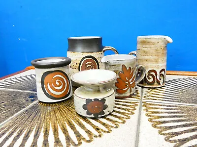 Buy Vintage Briglin Studio Pottery, 5 Retro Wax Resist, Jugs Candle Holder Mug • 50£