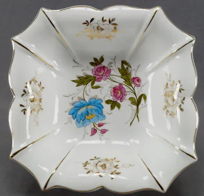 Buy Zeh Scherzer Hand Painted Pink & Blue Floral & Gold Large Bowl Circa 1882 - 1921 • 29.19£