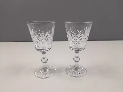 Buy 2 X Edinburgh Crystal LOMOND Pattern White Wine Glasses - GC - 14 Cm • 15£