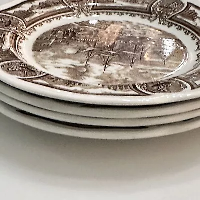 Buy Set Of 4 J&G Meakin England Style House Ironstone Brown AMERICANA Dinner Plated • 23.67£