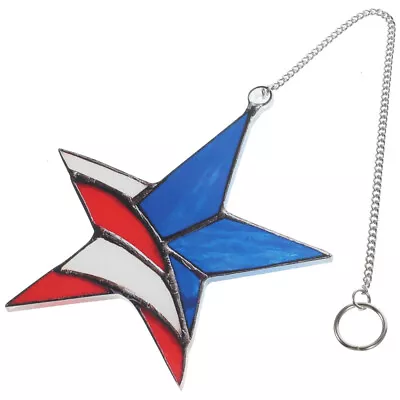 Buy Stained Glass Star Hanging Ornament For 4th Of July Decoration • 9.49£