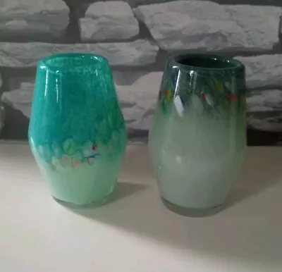 Buy 2 X Small Scottish Strathearn Vasart Art Glass Vases • 25£