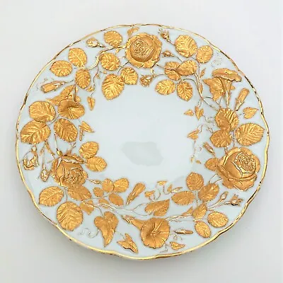 Buy 1815-1924 Meissen Gold Gilt Cabinet Plate With Roses & Morning Glory Vines • 279.88£