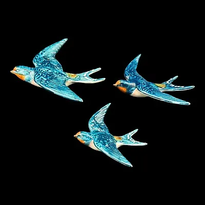 Buy Rare Set Of 3 Beswick Swallow Bird Wall Plaques Flying To The Left * No 757 * • 289.95£