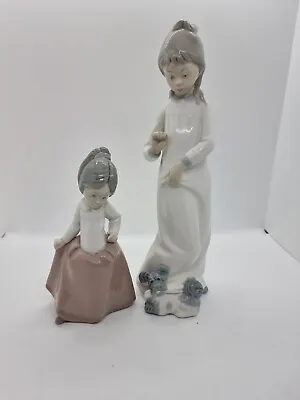 Buy Lladro Daisa Porcelain Figures Girl With Dog & Startled Girl With Pony Tail • 27£