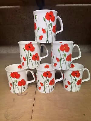 Buy Marlborough British Poppy Set Of 6 Fine Bone China Mug • 17.99£