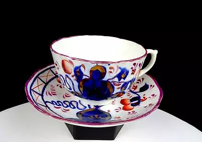 Buy Allertons Gaudy Welsh Staffordshire Porcelain Oyster 2.25  Cup & Saucer Set 1850 • 59.91£
