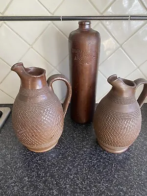Buy 3 X Antique Stoneware Salt Glazed  Bottle Pot Jugs • 16£