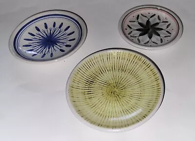 Buy Three Rye Pottery  Pin Dishes 1957+ Palisade Yellowy Green + Two Spiral Patterns • 29.99£