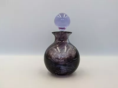Buy Caithness Smokey Purple Swirl Perfume Bottle With Stopper Handmade Vintage Glass • 15£