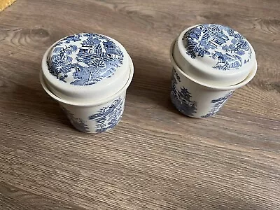 Buy 2 X Masons For Ringtons 'Willow' Blue Tea Caddy Pottery Jar • 2£