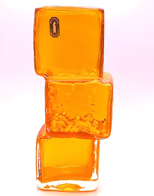 Buy Rare Reversed Frigger Whitefriars Glass Tangerine Drunken Bricklayer Vase • 1,950£