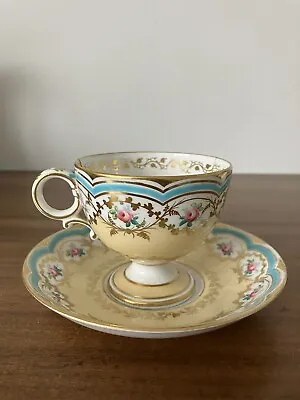 Buy Worcester Kerr & Bins Pedestal Footed Cabinet Cup And Saucer  1852 - 1862 • 40£
