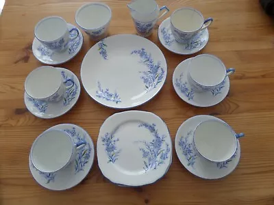 Buy Pottery. Vintage Fine Bone China Tea Set. White With Blue Flower Made In England • 25.99£