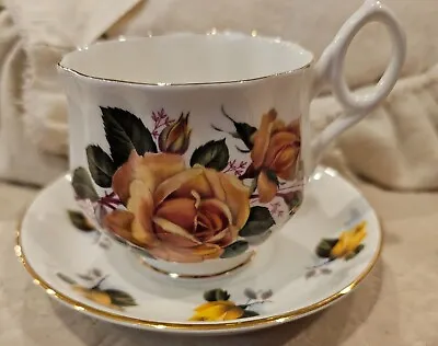 Buy Royal Grafton Fine Bone China Yellow Rose Tea Cup And Saucer With Gold Trim • 18.97£