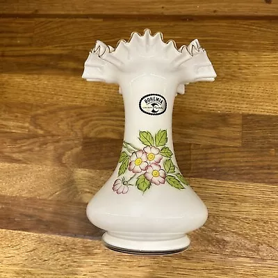 Buy Bohemia Czechoslovakia Ruffletop Glass Floral Vase Hand Made Crystalex • 20£