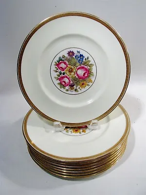 Buy Antique Cauldon China England Pink Cabbage Rose Florals 8 Luncheon Plates 6287 • 96.29£